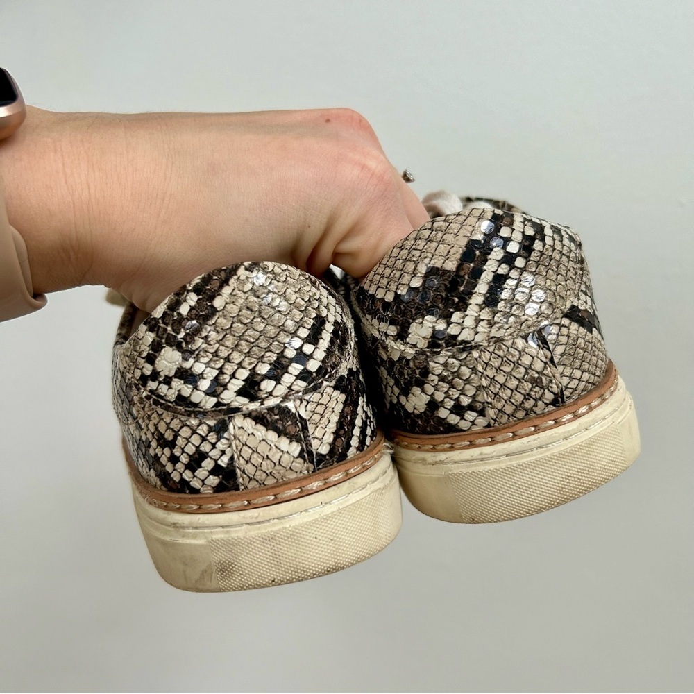 ZARA Snakeskin Leather Sneakers Tan/ Black/ Gray - Picture 4 of 5